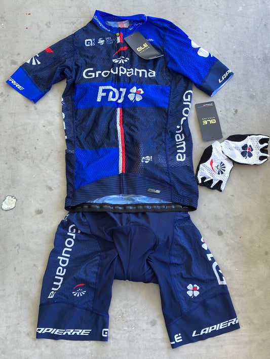 Jersey, Bib shorts & Gloves/mitts Bundle - Lightweight Aerodynamic Bundle | Ale | Groupama Française des Jeux FDJ | Pro Cycling Kit