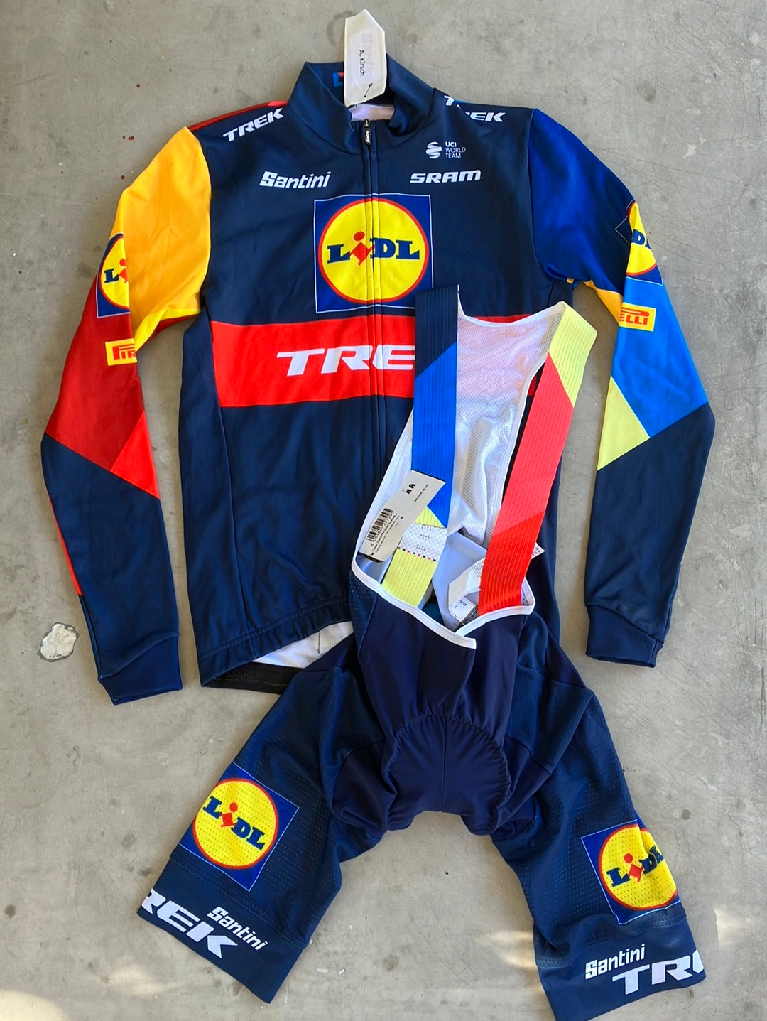 Lidl Trek | Santini  Bundle - Long Sleeve Sleeve Jersey & Bibs | M | Pro-Issued Team Kit