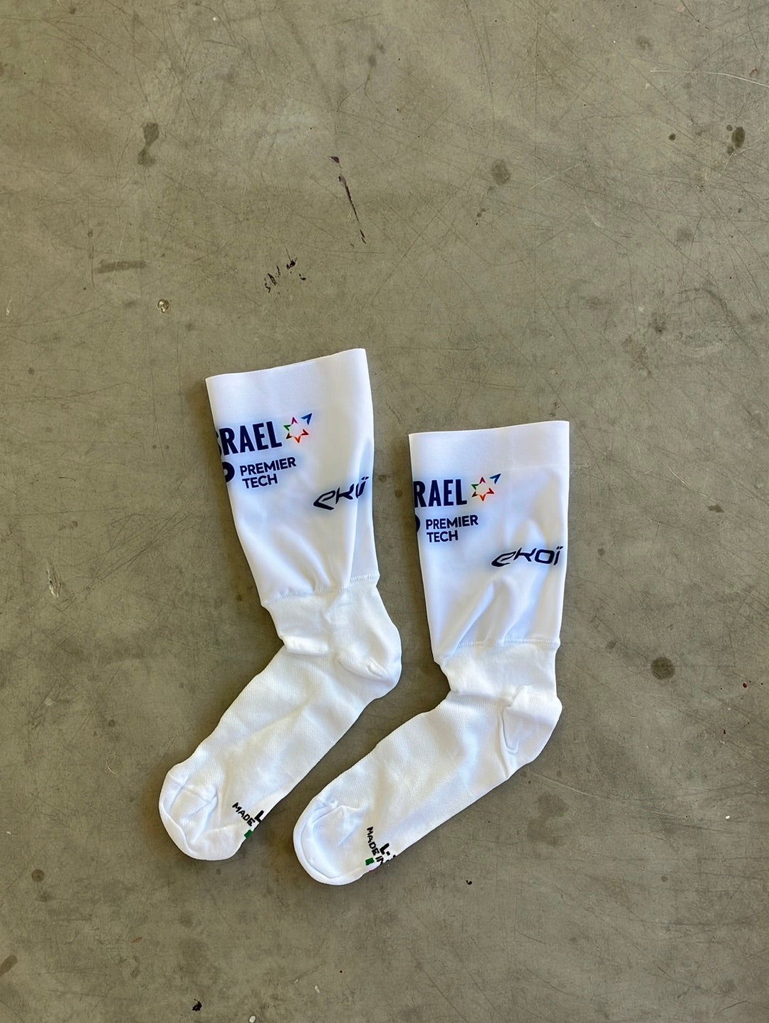 Cycling Aero Socks Race | Ekoi | White | Israel Premier Tech IPT | Pro Cycling Kit