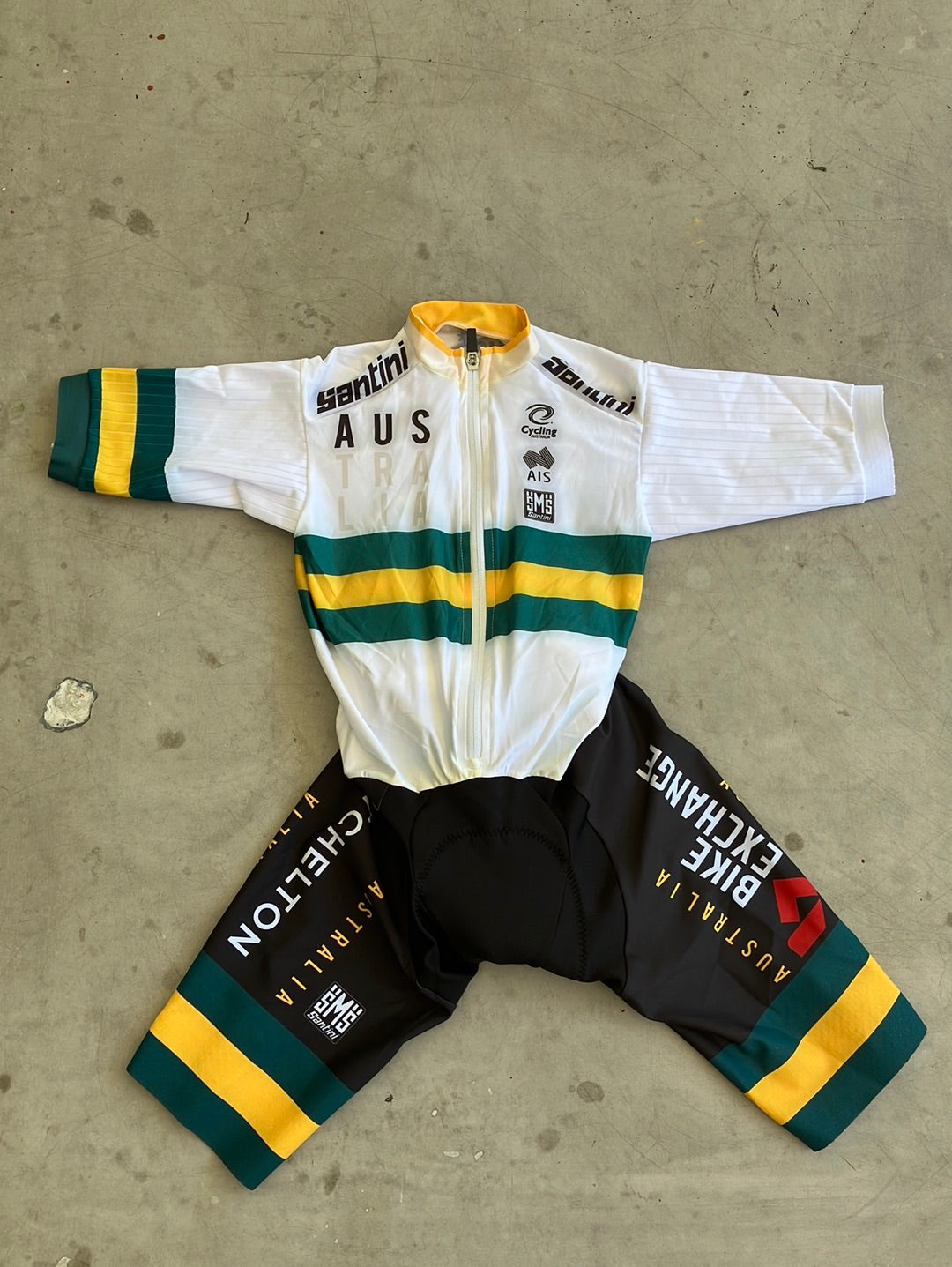 Aerosuit / Roadsuit / Skinsuit Pockets World Championship UCI Rider  | Santini | Australia National AIS  | Pro Cycling Kit