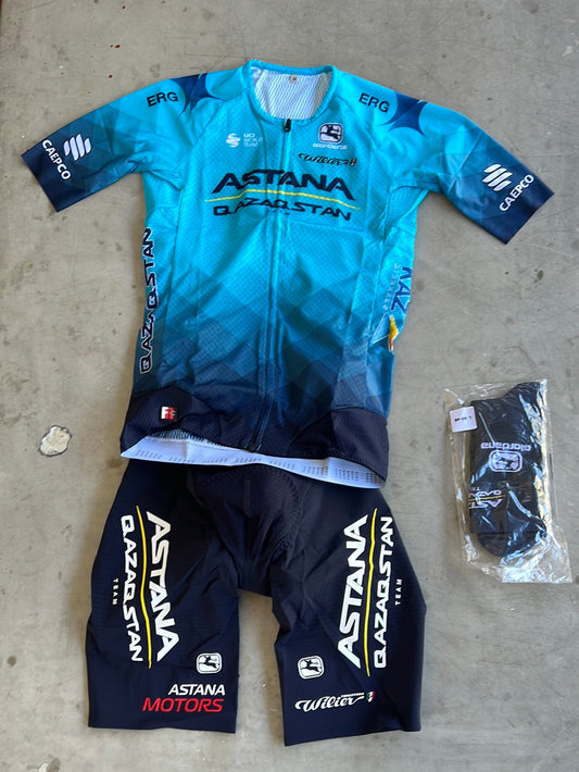 Summer Jersey, FR-C Bib Shorts & Race Socks Bundle | Giordana | Astana Qazaqstan | Pro-Issued Cycling Kit