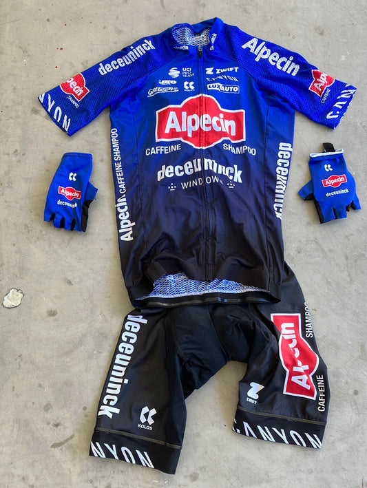 Short Sleeve Summer Jersey, Bib Shorts & Gloves / Mitts Bundle | Kalas | Alpecin Deceuninck | Pro Cycling Kit