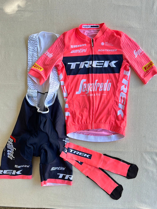 Women's Cycling Kit Bundle - Aero Jersey, Bib Shorts & Socks | Santini | Trek Segafredo Women's Team | Pro Cycling Kit