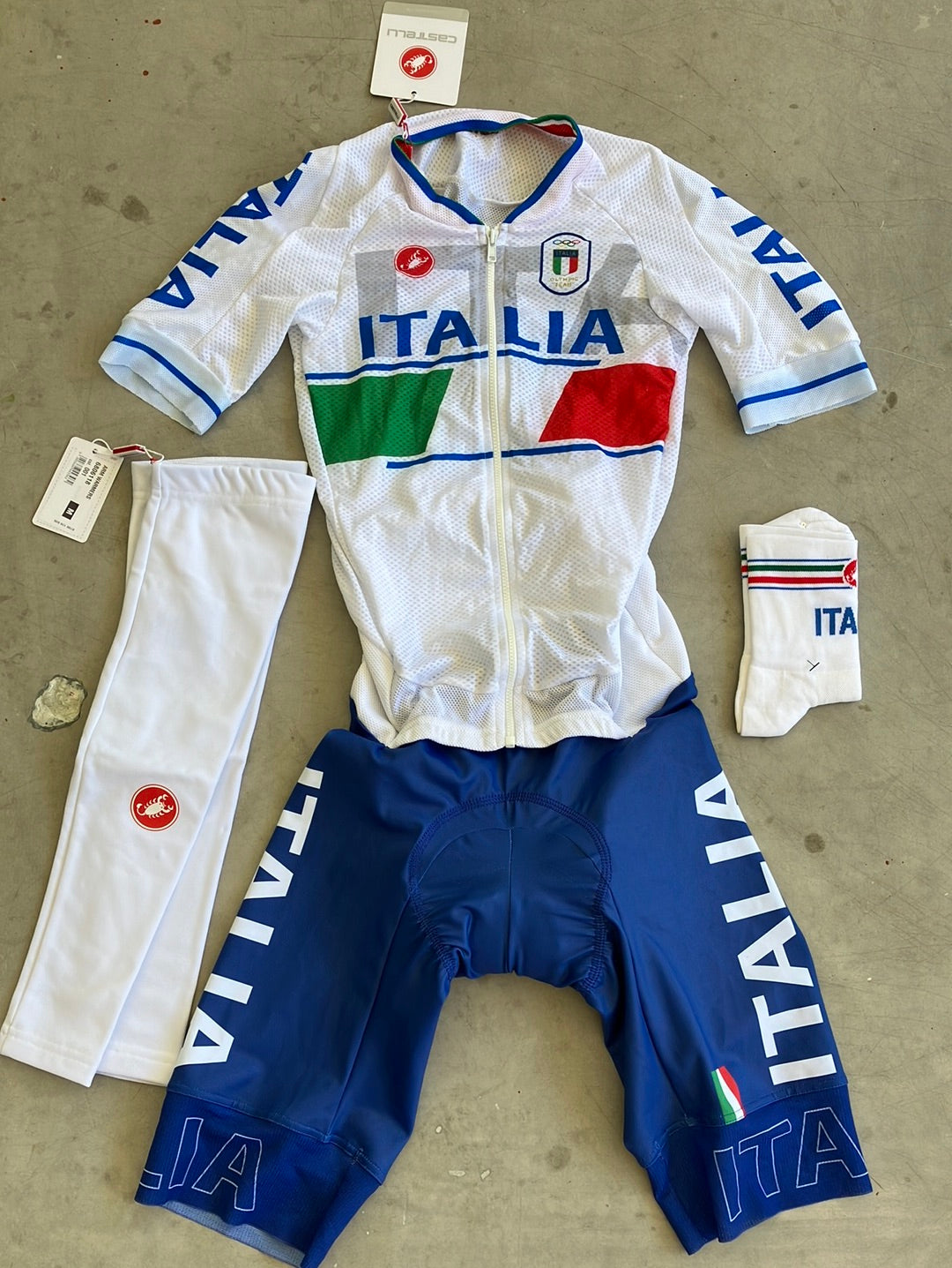 San Remo Race Suit / Aerosuit with Socks and Arm Warmers | Castelli | Italia Italy National Team | Pro-Issued Cycling Kit