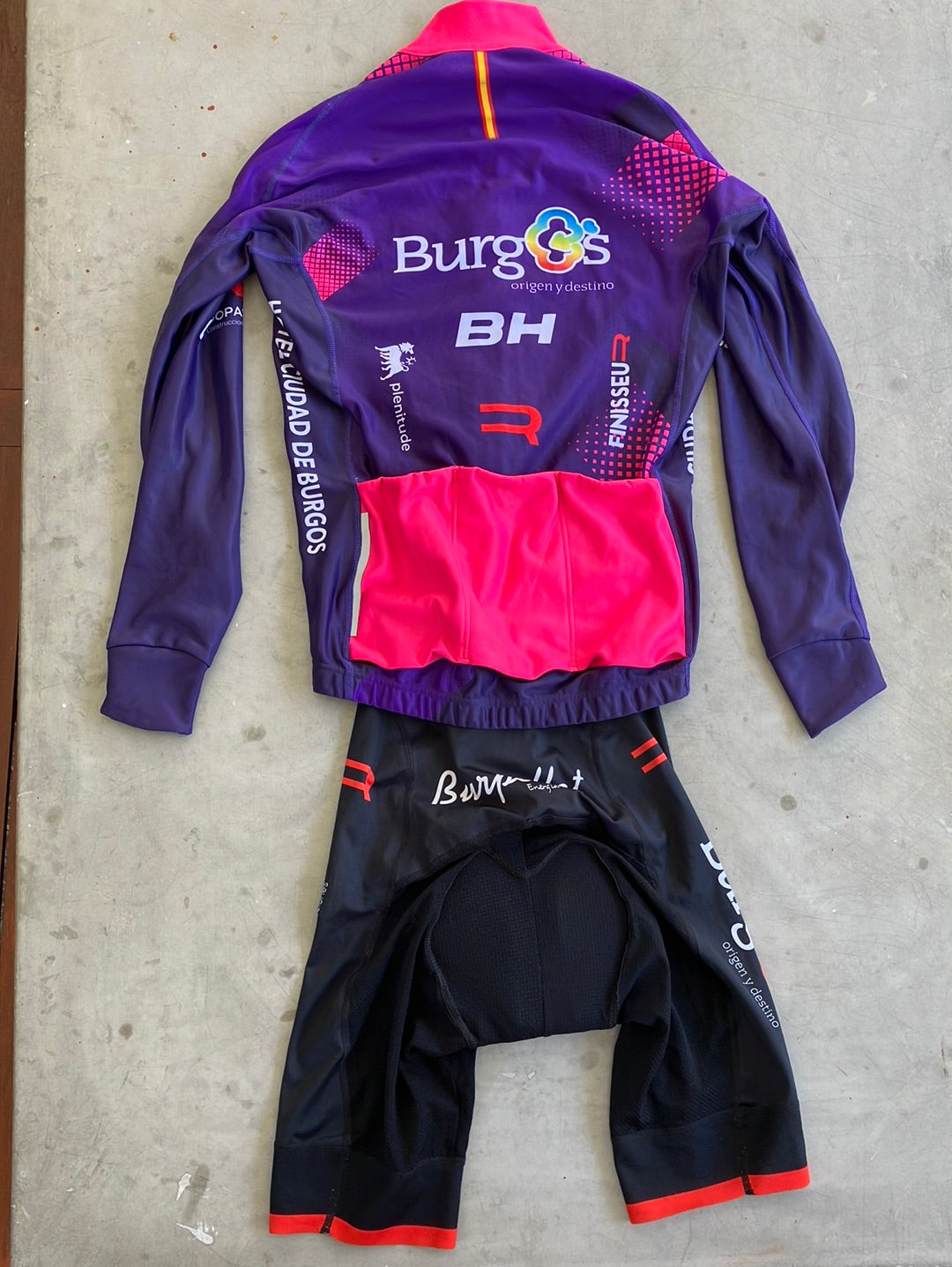 Burgos BH | Finisseur Bundle - Long Sleeve Thermal Jersey & Bibs | M | Purple | Pro-Issued Team Kit