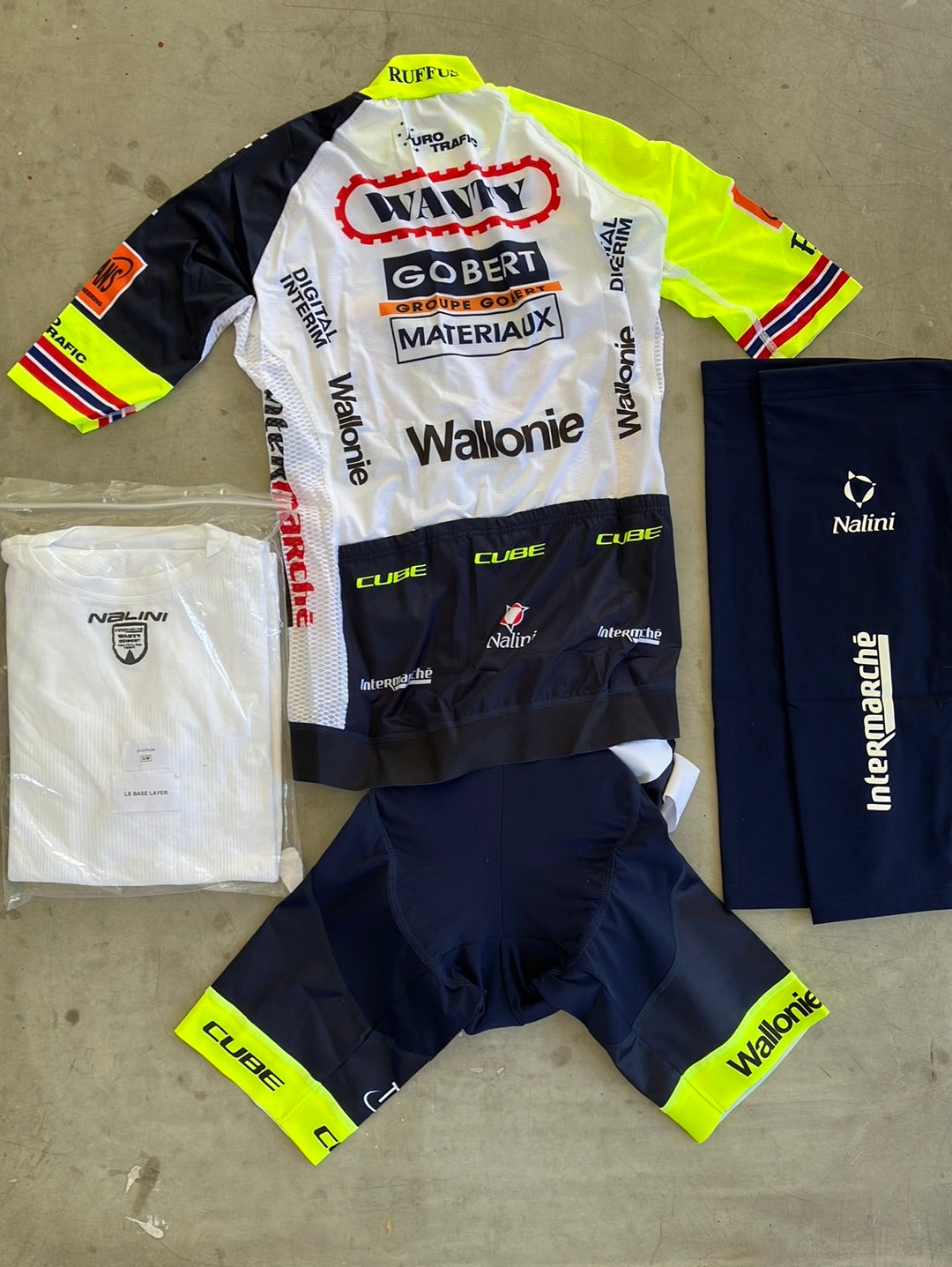 Jersey, Bib Shorts, Base Layer & Knee Warmers Bundle | Nalini | Intermarche Wanty | Pro-Issued Cycling Kit