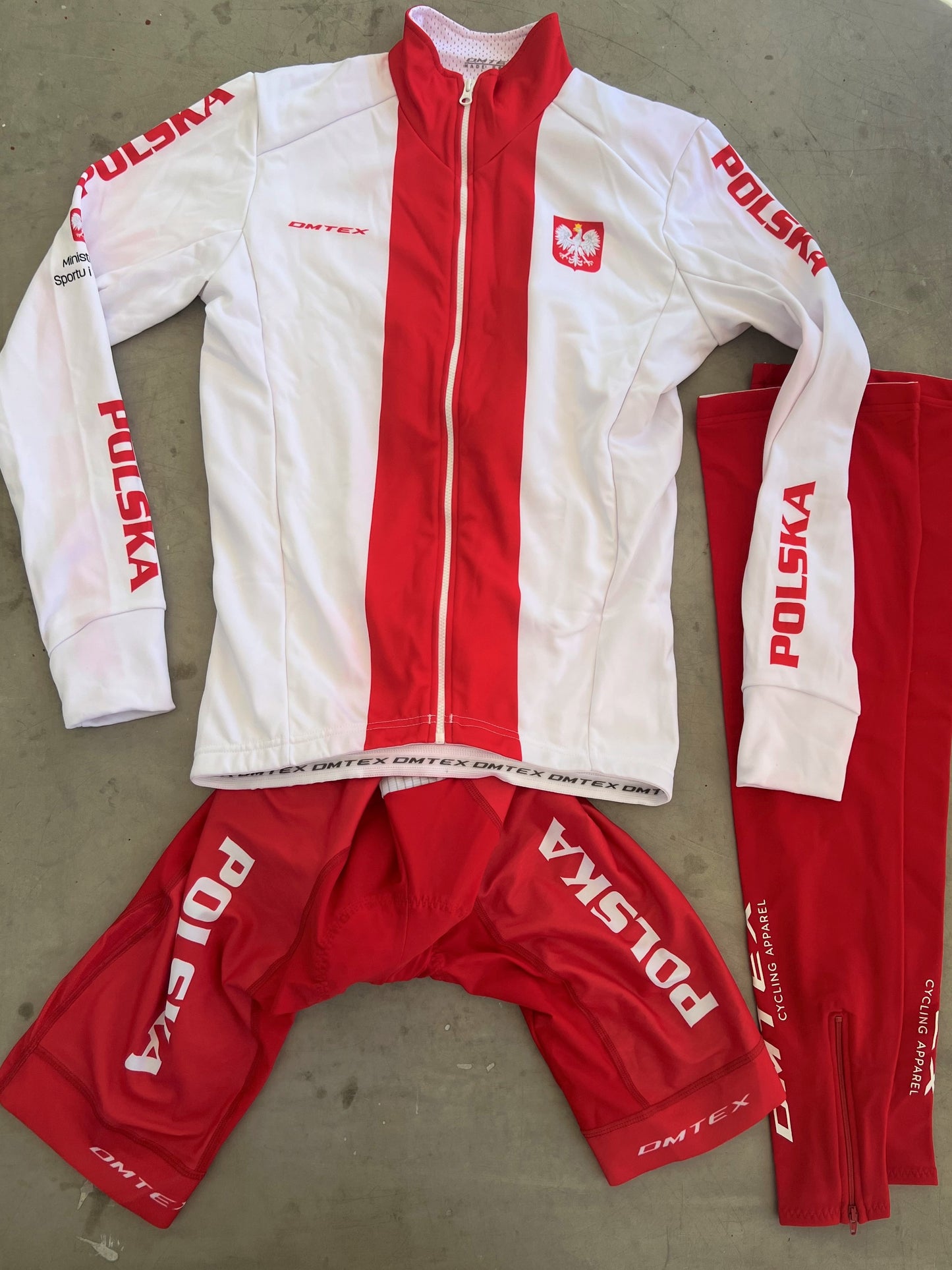 Poland National Team | DMTEX Winter Bundle - Long Sleeve Jersey, Bibs & Leg Warmers | S | Rider-Issued Pro Team Kit