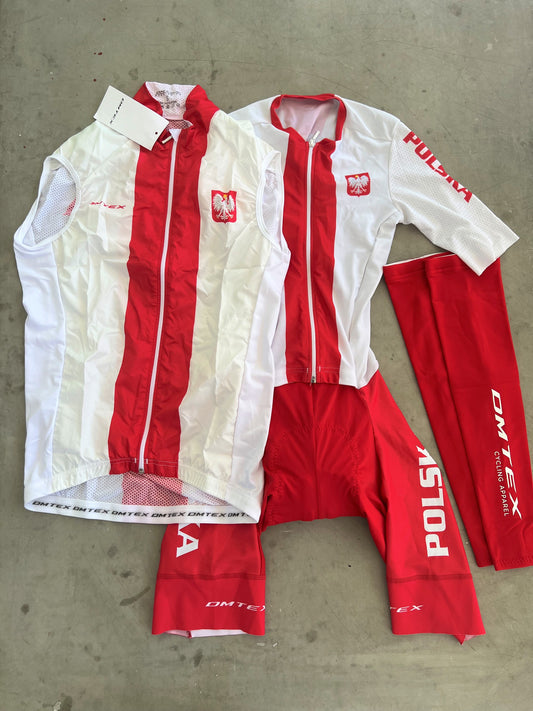 Poland National Team | DMTEX Bundle - Race Suit, Wind Vest and Arm Warmers | S | Rider-Issued Pro Team Kit