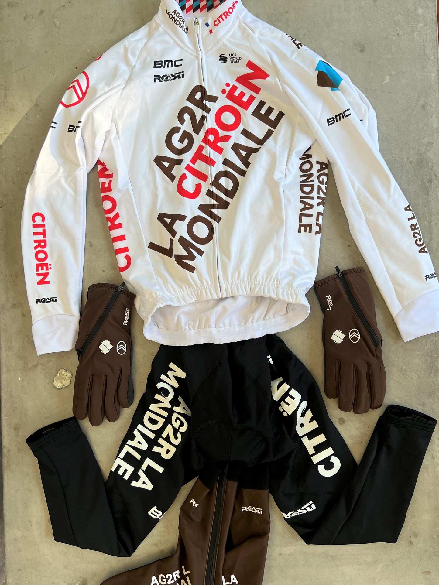 AG2R Citroen | Rosti Winter Bundle - Jacket, Tights, Overshoes & Winter Gloves | M | Rider-Issued Pro Team Kit