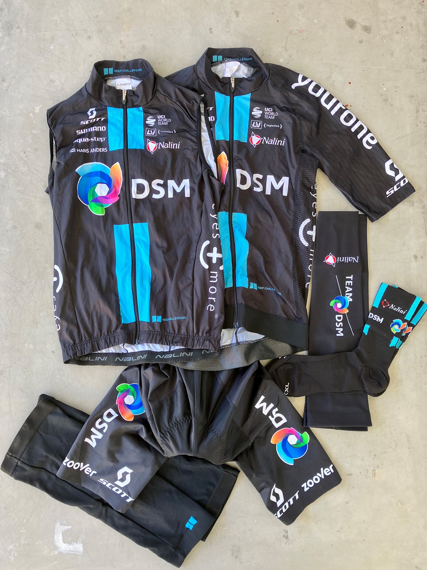 DSM | Nalini Bundle - Jersey, Bibs, Gilet, Socks, Knee & Arm Warmers | S/M | Rider-Issued Pro Team Kit