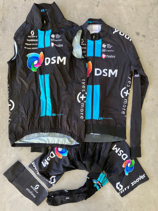 DSM | Nalini Bundle - Long Sleeve Jersey, Bibs, Rain Vest, Socks, Headband | S/M | Rider-Issued Pro Team Kit