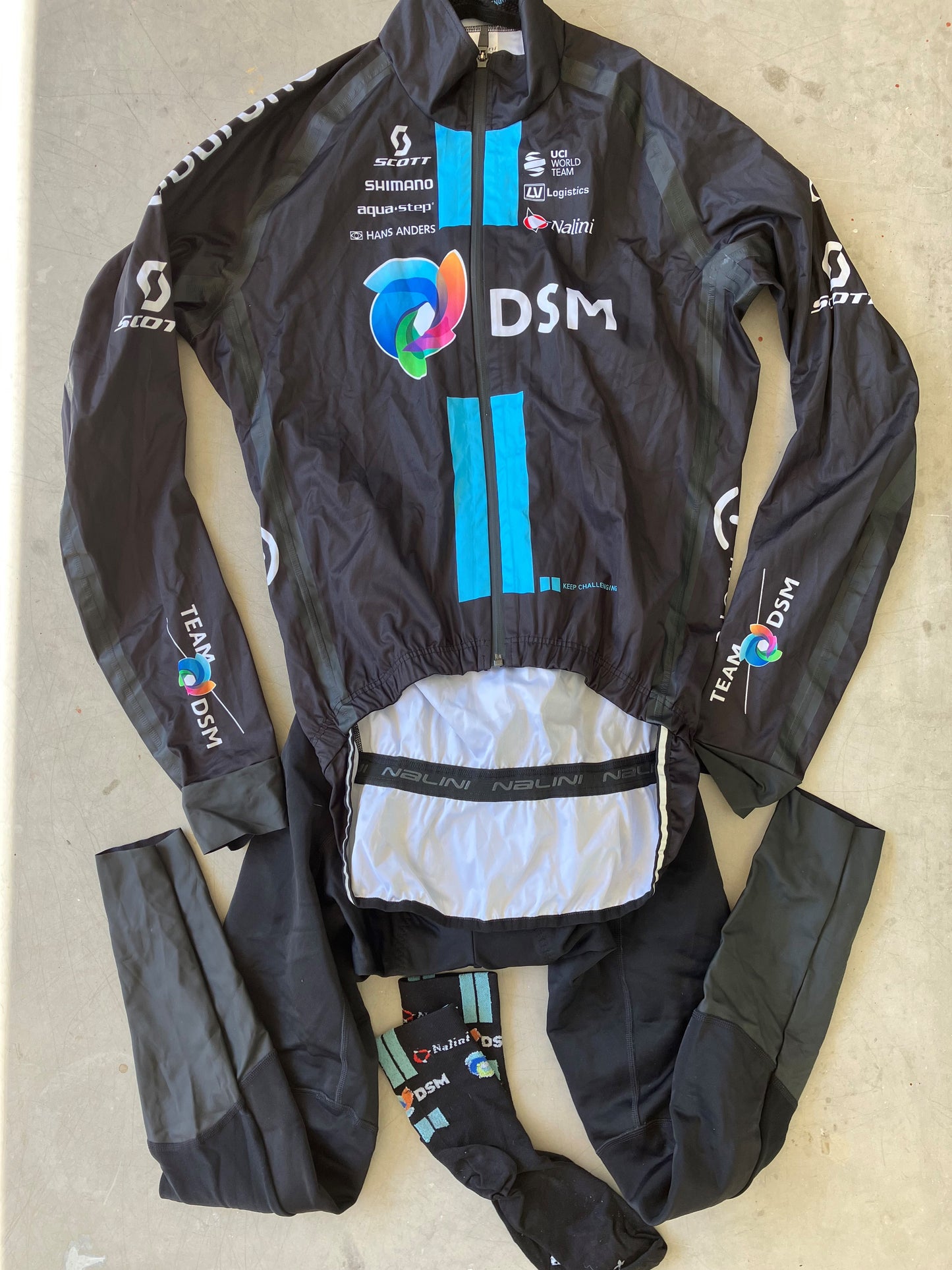 DSM | Nalini Bundle - Rain Jacket, Waterproof Padded Tights | M | Rider-Issued Pro Team Kit