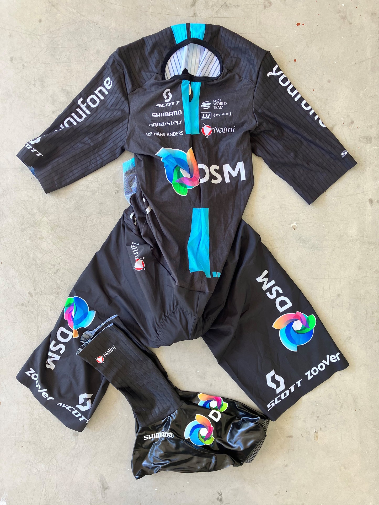 DSM | Nalini Bundle - Short Sleeve TT Suit with TT Shoe Covers | M | Rider-Issued Pro Team Kit