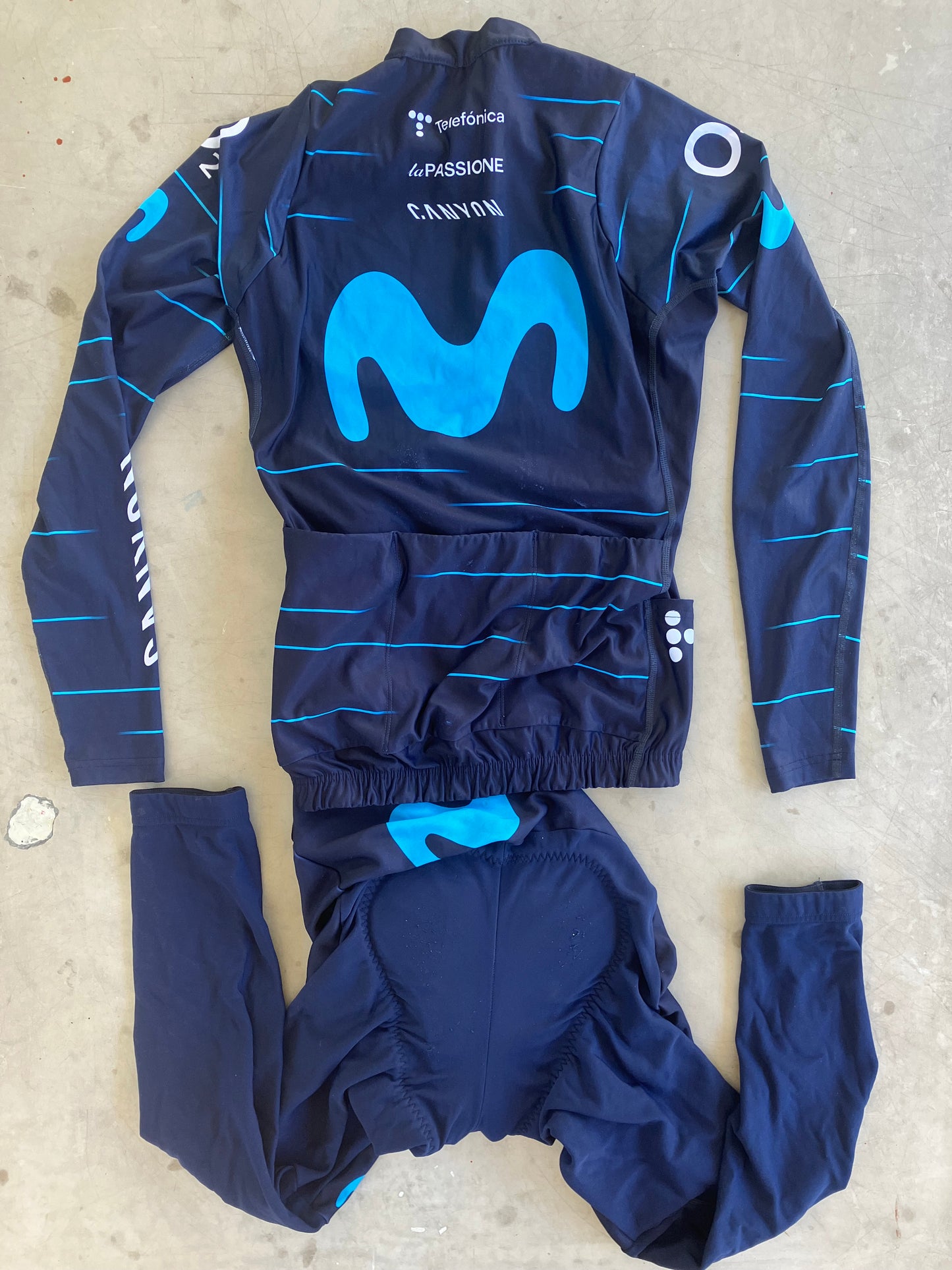 Movistar | La Passione Bundle - Long Sleeve Jersey & Padded Tights | S | Rider-Issued Pro Team Kit