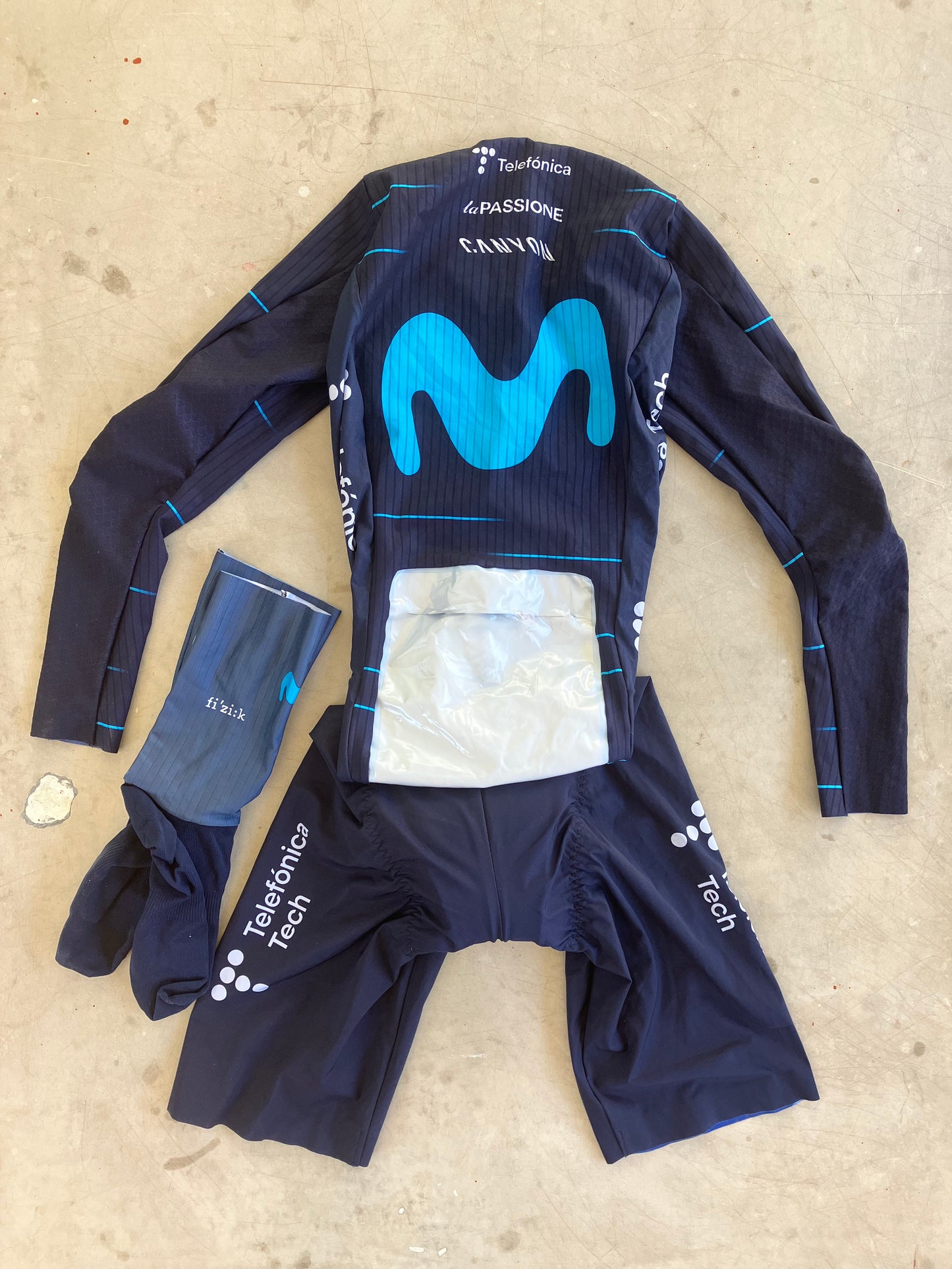 Movistar | La Passione Bundle - TT Suit and Aero Socks | XS | Rider-Issued Pro Team Kit