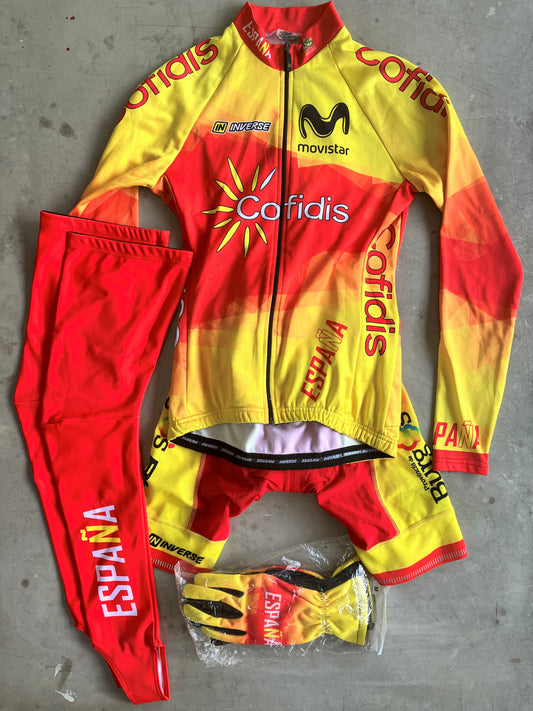 Spain National Team | Inverse Winter Bundle - Jacket, Bibs, Winter Gloves, Leg Warmers | S | Rider-Issued Pro Team Kit