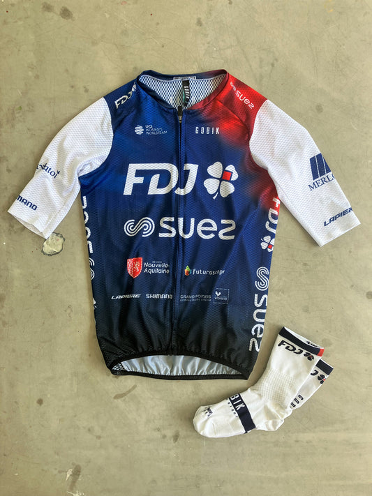 FDJ Women | Gobik Summer Jersey and Socks | XS | Rider-Issued Pro Team Kit