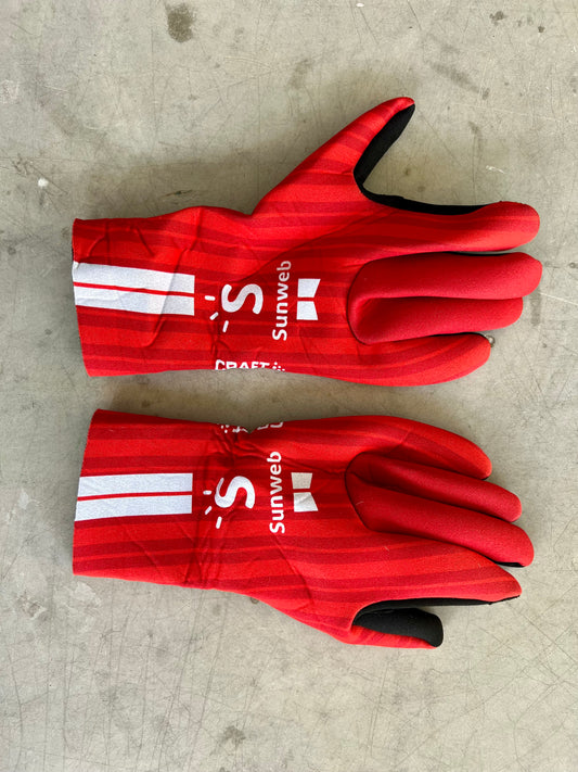 Sunweb 2020 | Craft Red Neoprene Winter Gloves | Rider-Issued Pro Team Kit